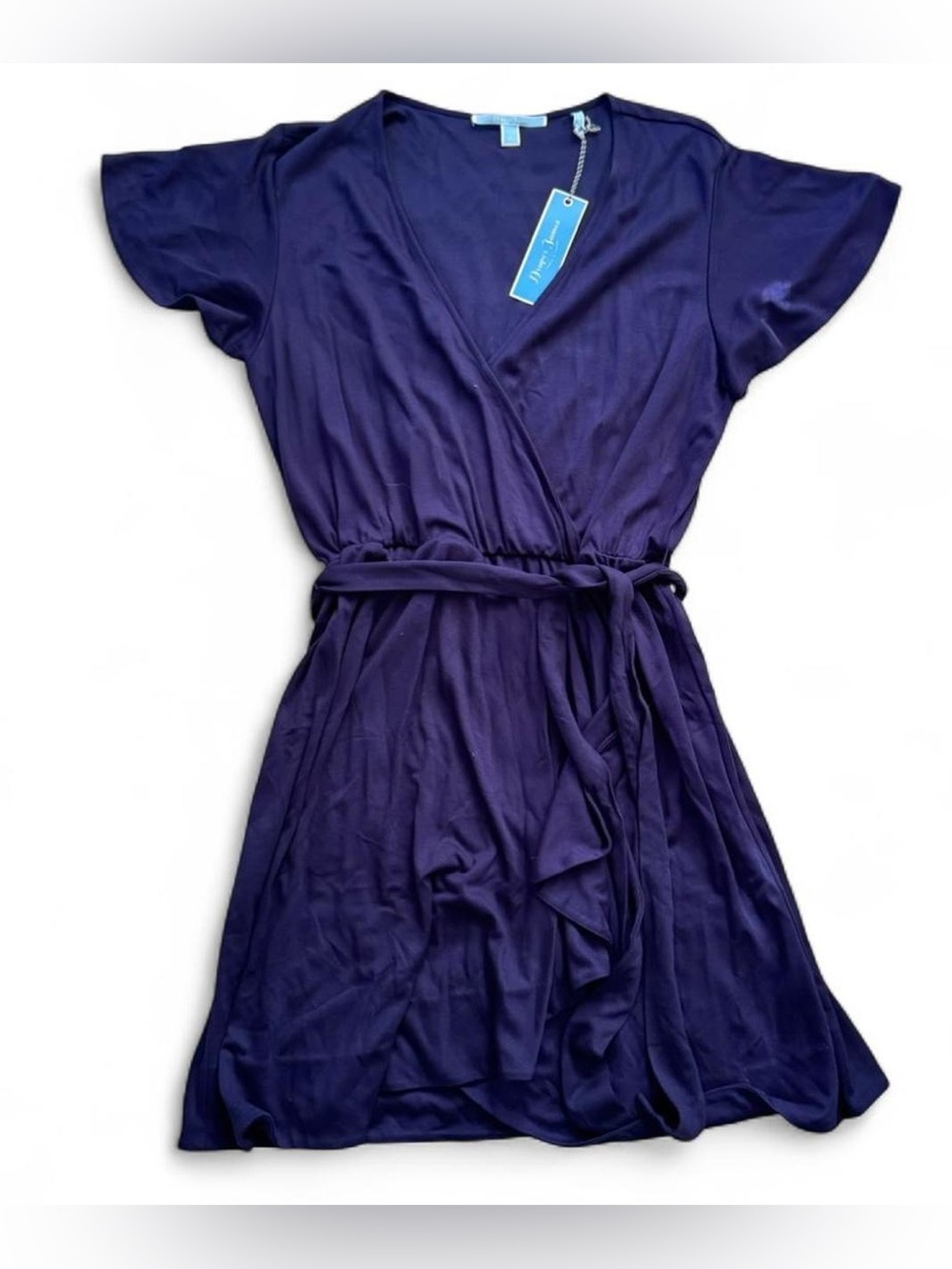 Navy Wrap Dress with Tie Waist